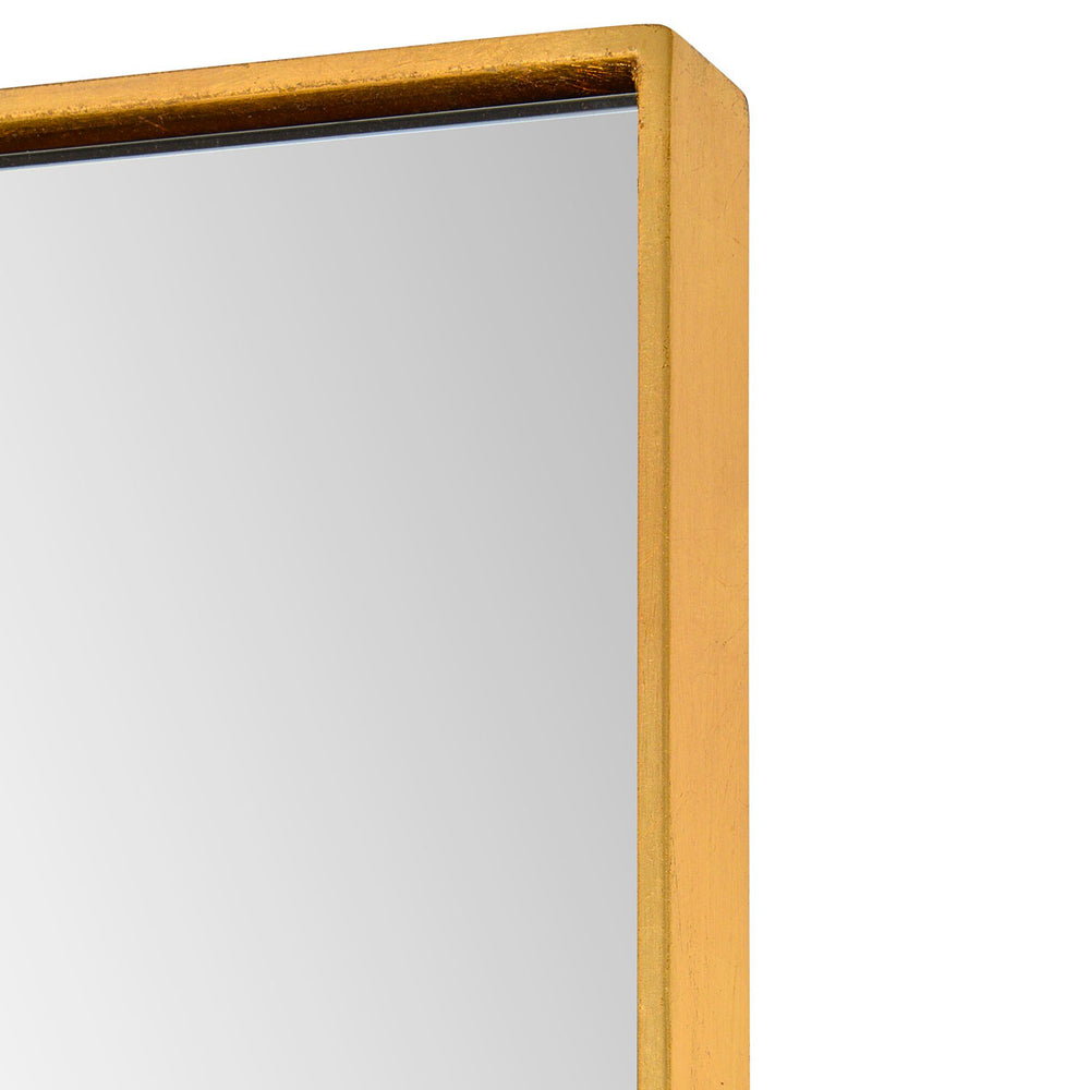 Iron gold leaf finish on mirror frame.