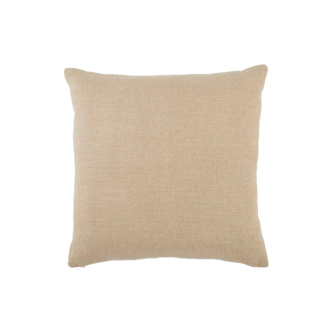 Back of 22"x22" indoor pillow with stitching detail. Light beige cover. 100% down fill.