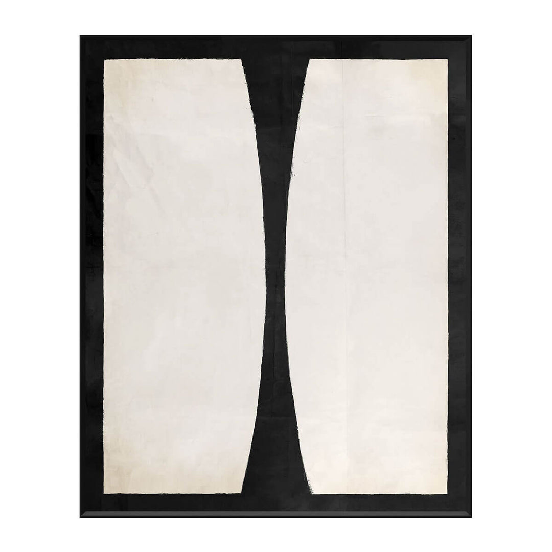 The oversized Ellsworth Inspired Series III is a netural, abstract artwork with a black frame.