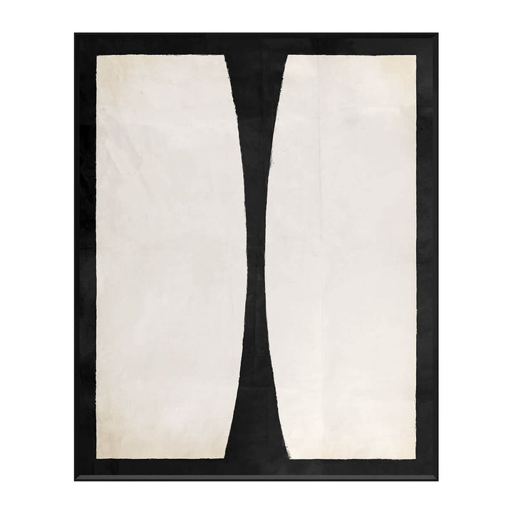 The oversized Ellsworth Inspired Series III is a netural, abstract artwork with a black frame.