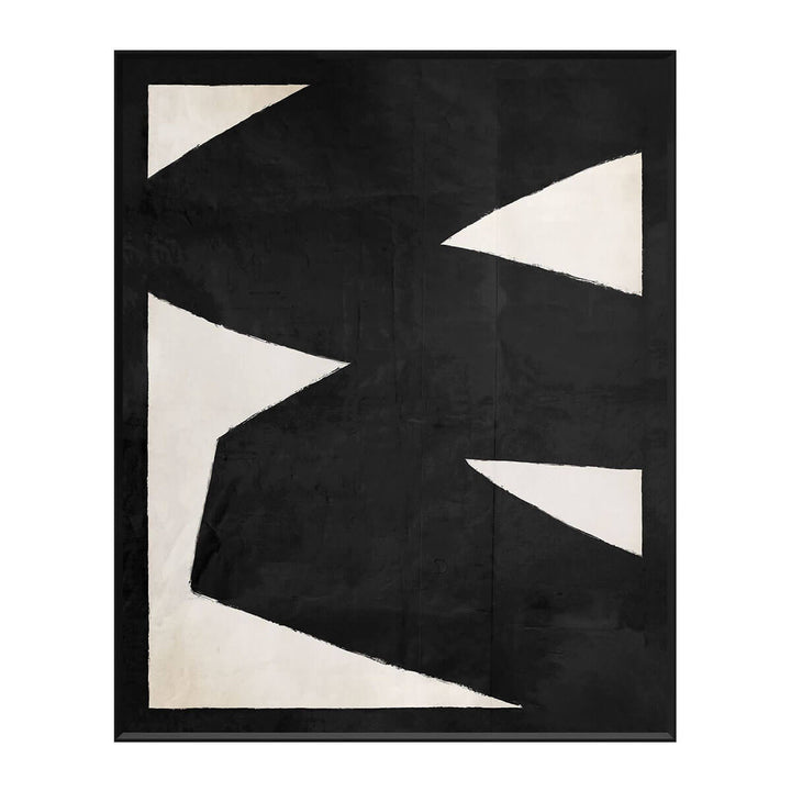 The Ellsworth Inspired Series V is an abstract, black and white painting with a black frame.