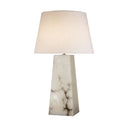 The Evoke Large Table Lamp is an earthy looking table light with an alabaster, column body and a round linen shade.