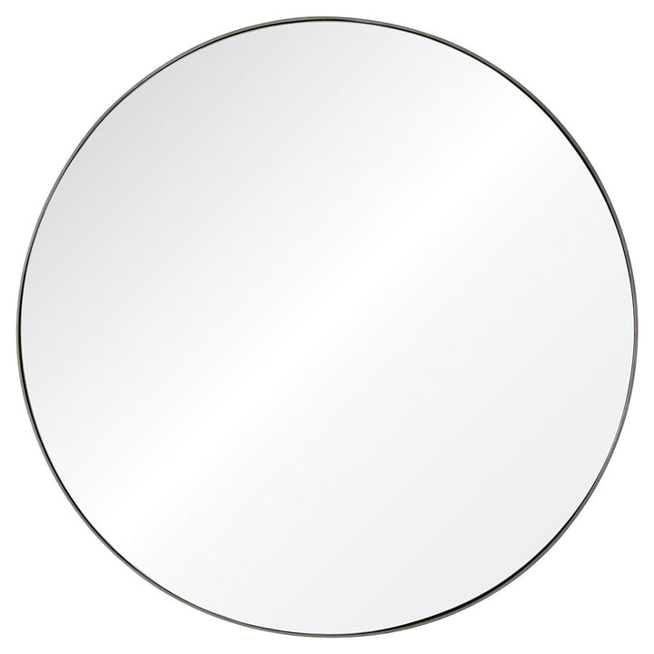 The Cynthiana Mirror is a large circle mirror in a raw iron finish.