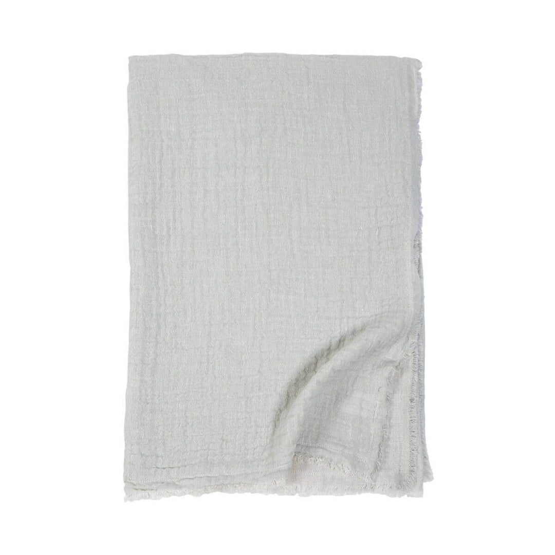 The double-sided Trento Oversized Throw in ocean and cream and made from cotton and linen.