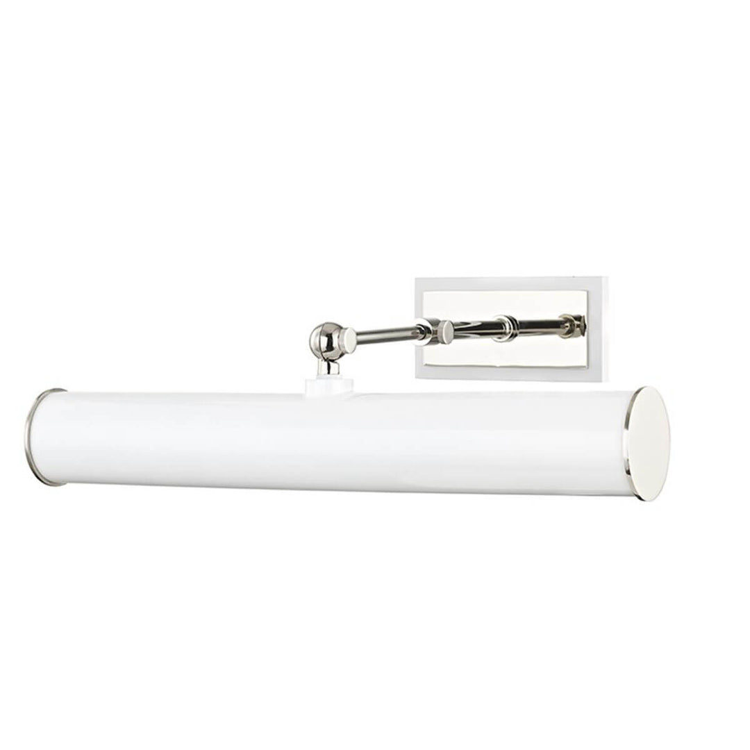 The Raleigh Picture Light in a white and polished nickel finish.