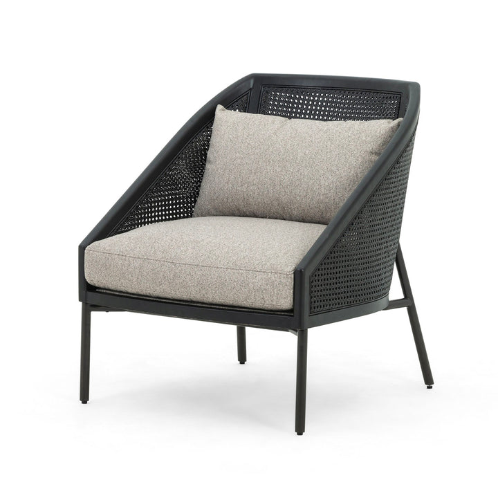 Rattan black and grey chair.