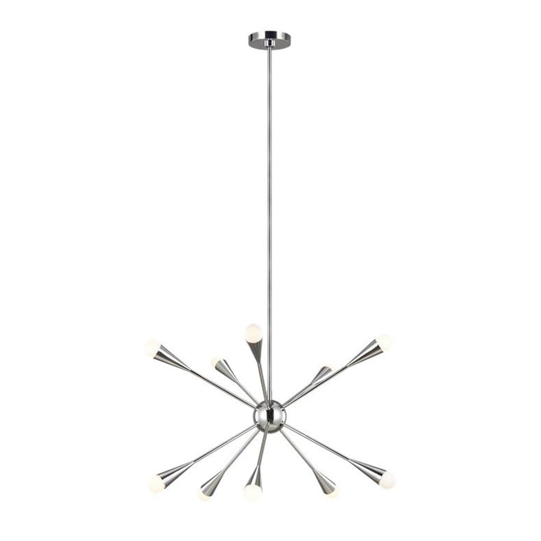 Vegas Chandelier Medium. Starburst chandelier in a polished brass finish with linear metal bars.