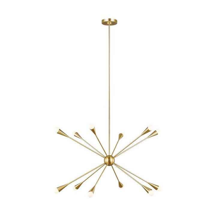 Vegas Chandelier Large. Statement chandelier in a starburst shape with a burnished brass finish.