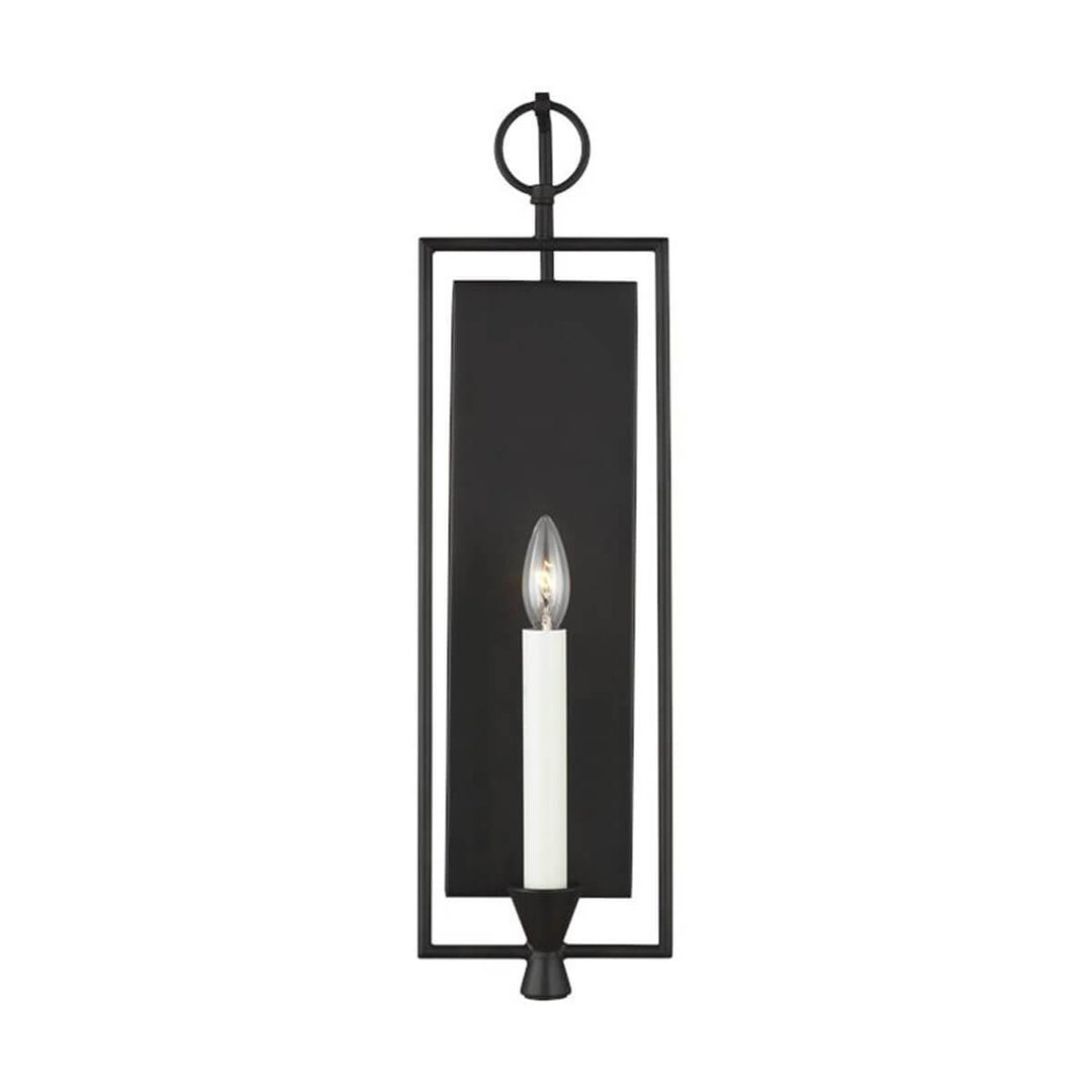 The Aspen Wall Sconce has an aged iron finish and a traditional candle light look.