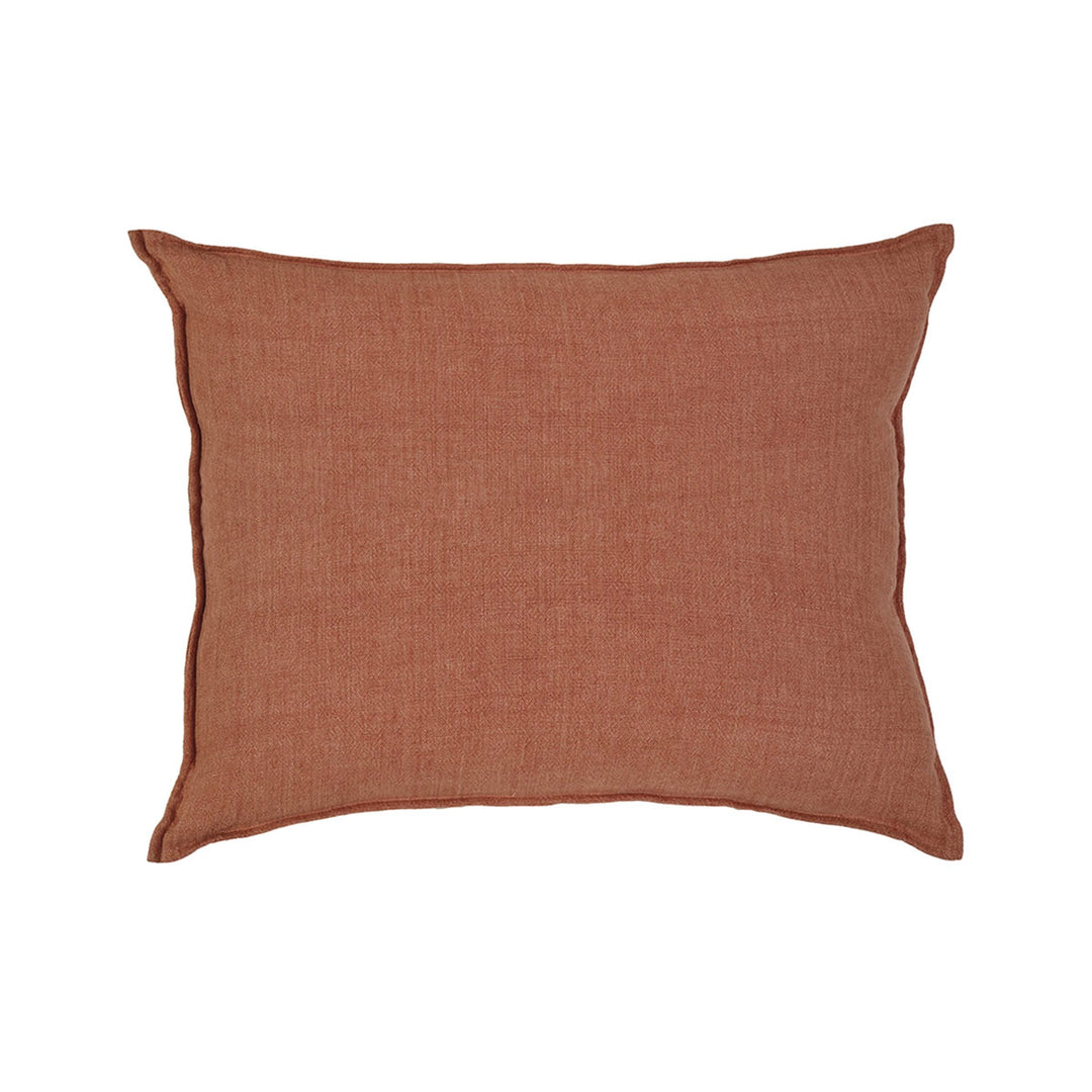 Terra cotta, rust orange, big pillow made of 100% heavy-knit linen.