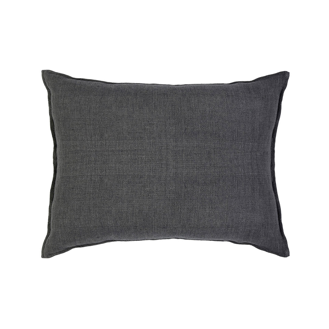 Charcoal grey big pillow made of 100% heavy-knit linen.