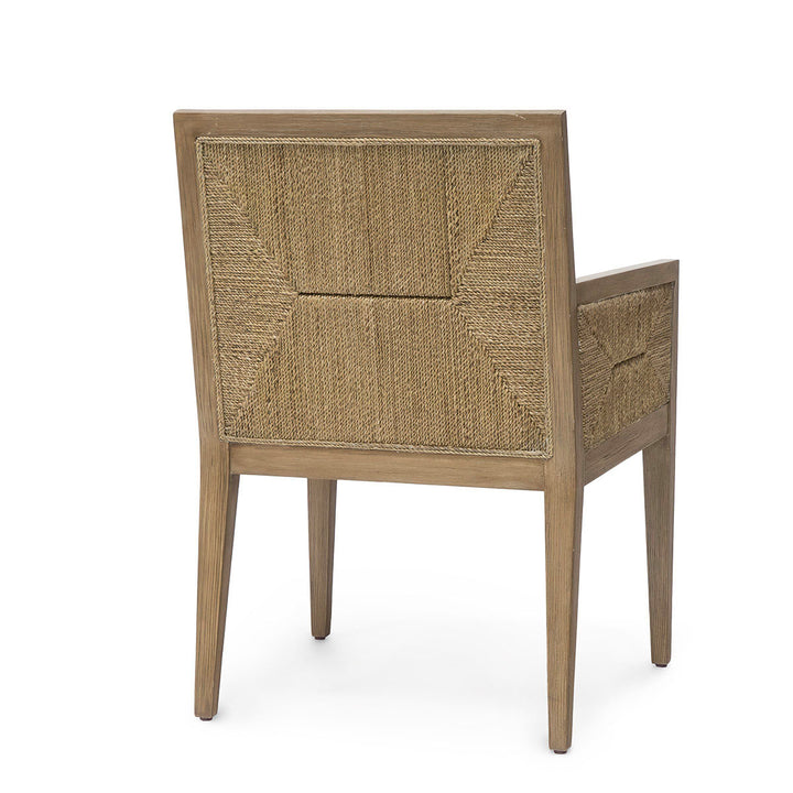 The Loreto Side Chair back features hand-woven lampakanai rope. 