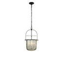 The Lorford Bell Lantern has a smokey mercury glass, bell shaped light with an aged iron chain and hardware.