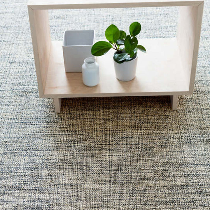 Colour and texture of the Sonoran Marled Indigo Rug. Hand woven, neutral rug.