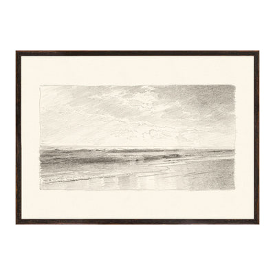 A beautiful historical pencil drawing of a seascape. Created by William Richards.