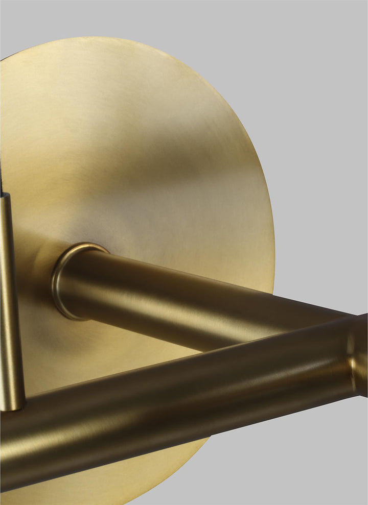 Brass arm details on the Manila Linear Chandelier Large.