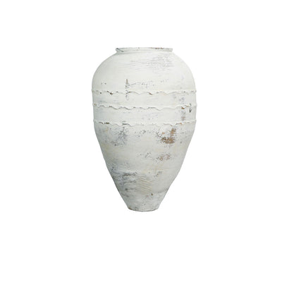 Extra large olive jar finished in white. Made of vintage terracotta from the 19th century.