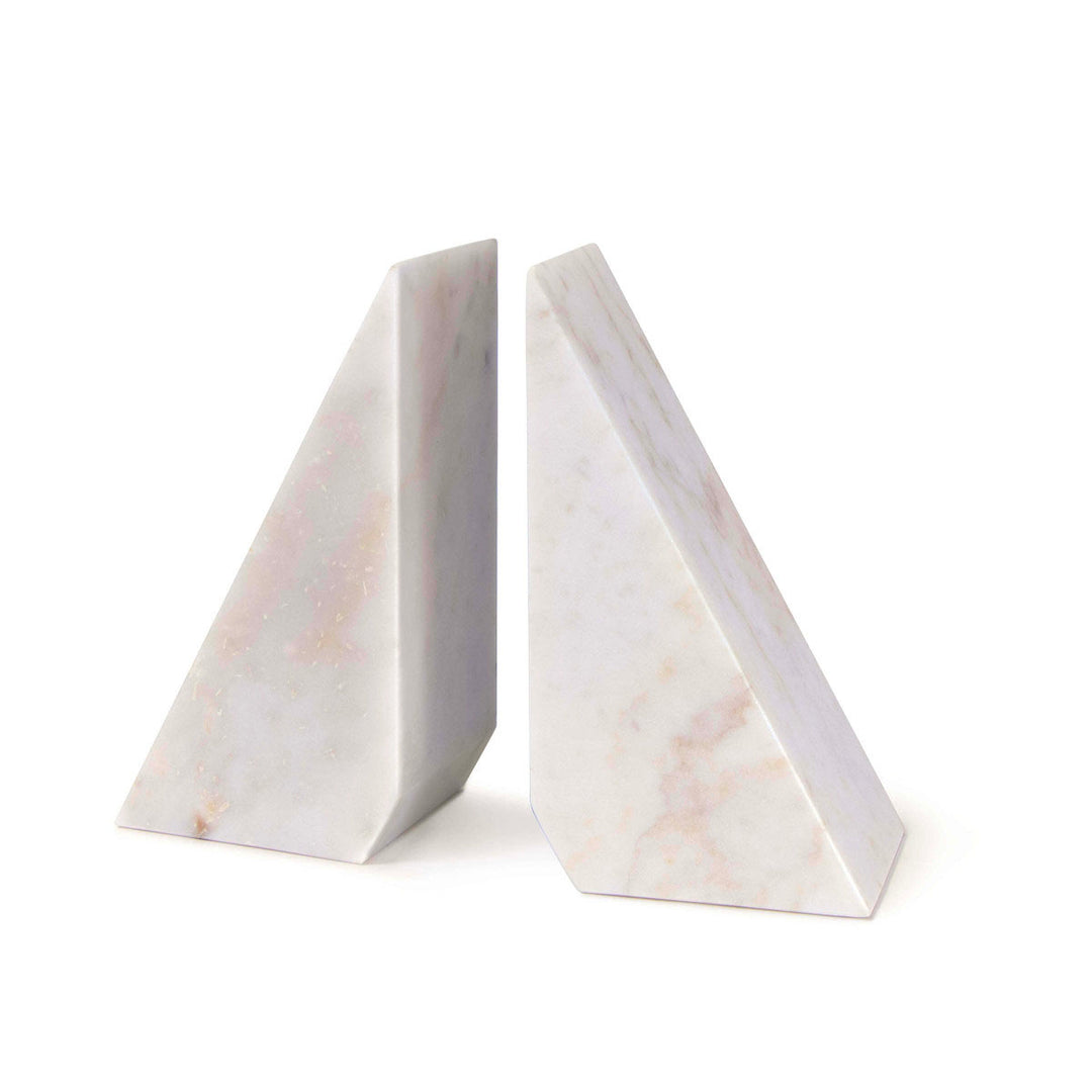 Marble bookends with modern shape.