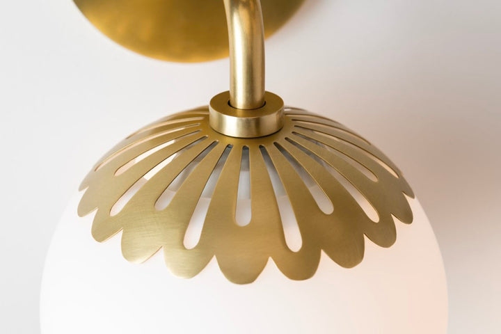 Adelaide wall sconce aged brass finish details.