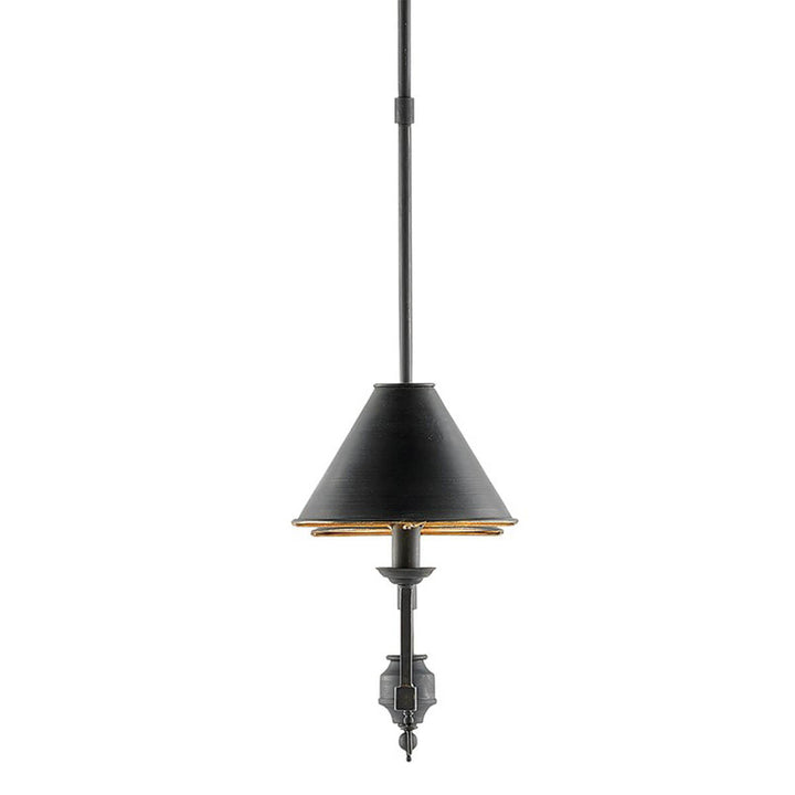 Side view of the Nashua Rectangular Chandelier with a traditional oil lamp look.