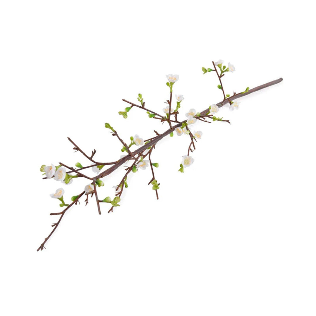 Faux quince branch with white flowers.