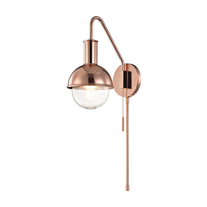 The Minsk Wall Sconce a polished copper finish and modern, round shape.
