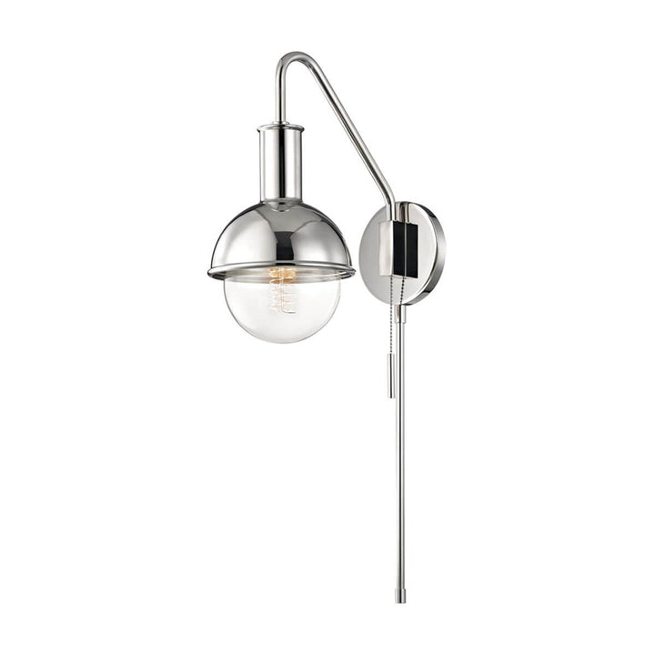 The Minsk Wall Sconce with a polished nickel finish with adjustable arm.