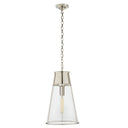 Large Robinson Pendant with clear glass. Polished nickel.