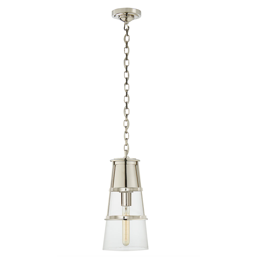 Medium Robinson Pendant with Clear Glass Polished nickel.