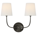 Vendome Double Wall Sconce - Bronze With Linen Shades - West of Main