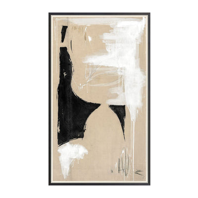 The Split framed canvas is an abstract artpiece by Gayle Harismowich with a warm neutral palette.