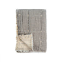 The Suez Quilted Throw - Light Grey is a double-faced throw with a cool frayed edge and a soft gauzy weave.