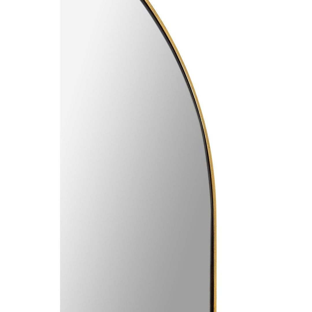 Modern mirror with a thin fold frame with arched top.