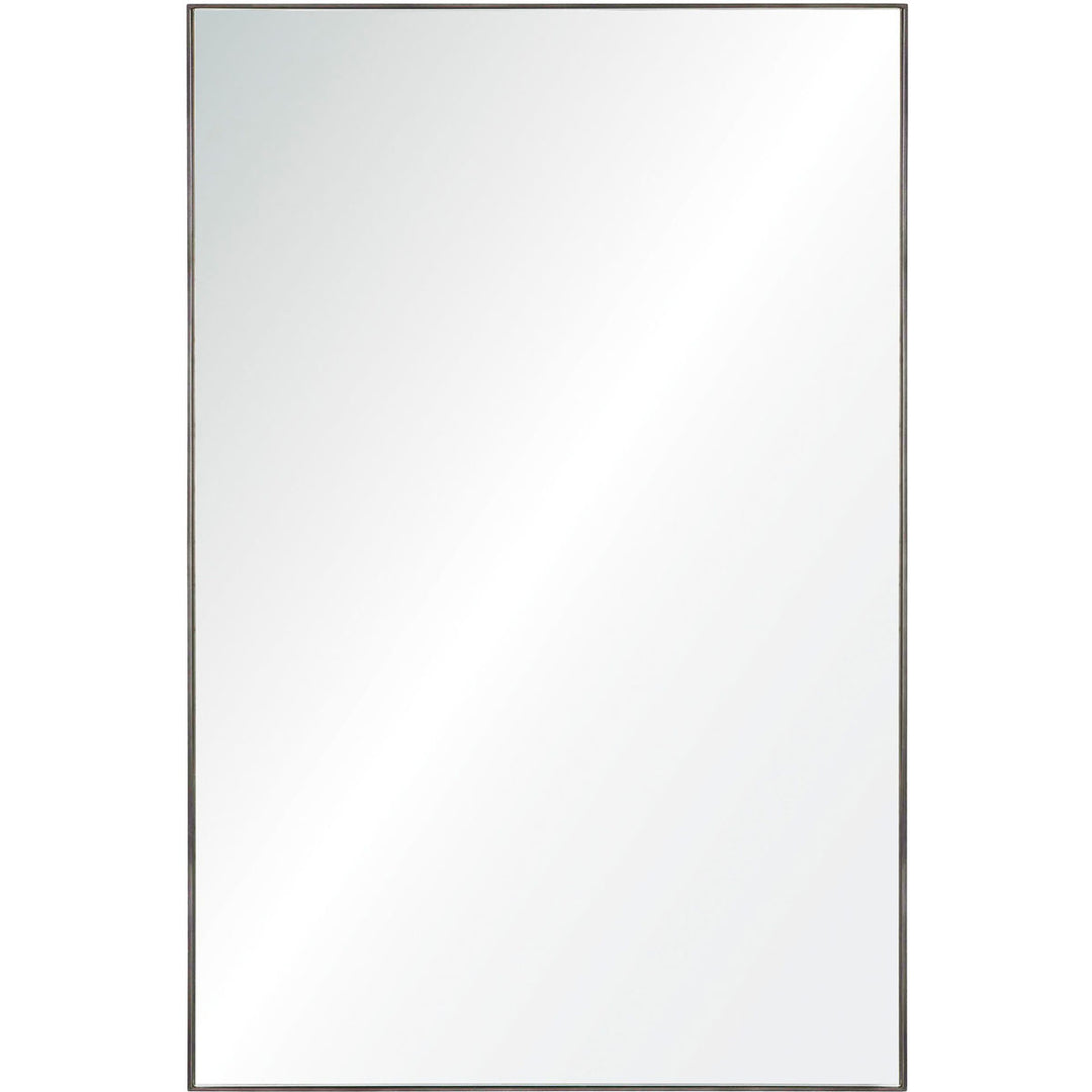 This mirror is a classic style with a modern, industrial design.