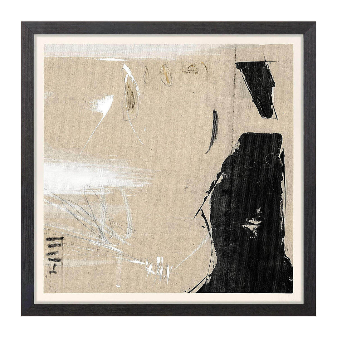 The Trebuchet Detail IV is a neutral abstract drawing with a dark frame under glass.