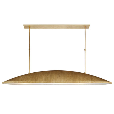 The Utopia Large Linear Pendant in gild finish is a statement piece.  Picture above a dining table.