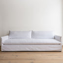 Indoor extra long slipcover sofa with bench seat. Customizable sofa.