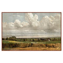 Contemporary painting of a wheatfield with hand applied crackle finish.