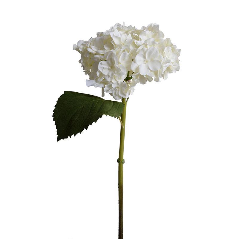 Hydrangea Stem with Leaf, 18" L - White